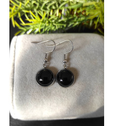 Boucles d'oreilles en obsidienne noire