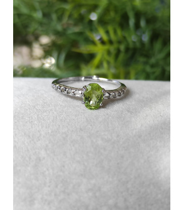 Bague Péridot - Ajustable en Argent Sterling 925