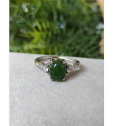 Bague en jade vert ajustable en argent sterling