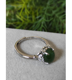 Bague en jade vert ajustable en argent sterling