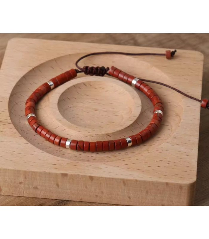 Bracelet en Jaspe Rouge réglable