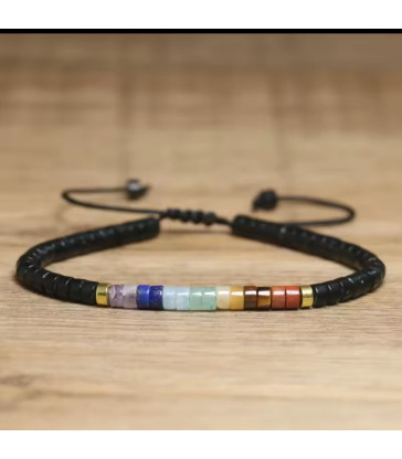 Bracelet Obsidienne 7 chakras Ajustable