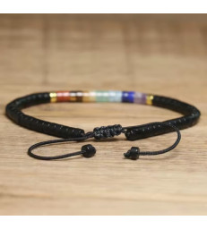 Bracelet Obsidienne 7 chakras Ajustable