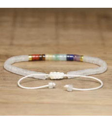 Bracelet Jade Blanc 7 chakras Ajustable