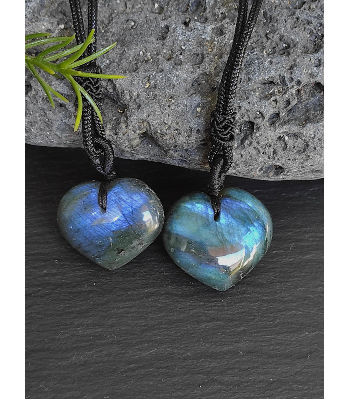 Pendentif Coeur " Protection " en Labradorite