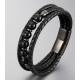 Bracelet Obsidienne noire en cuir