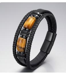 Bracelet Oeil de Tigre en Cuir