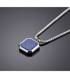 Pendentif Oeil de Tigre, Obsidienne Noire et Lapis Lazuli