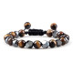 Bracelet Oeil de Tigre et Hématite Ajustable