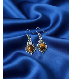 Boucles d'oreilles Oeil de Tigre en Argent sterling 925