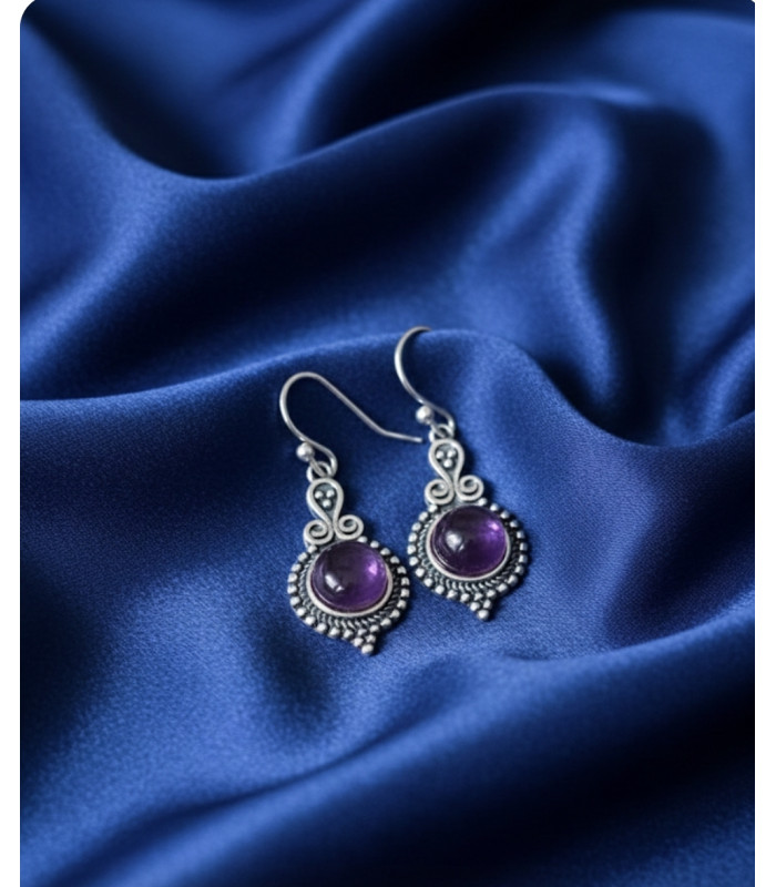 Boucles d'oreilles en Améthyste Argent sterling 925