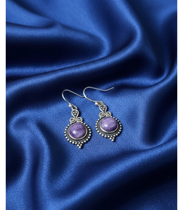 Boucles d'oreille Charoite en Argent Sterling 925