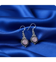 Boucles d'oreilles quartz rose argent 925