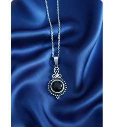 Pendentif en Obsidienne noire argent 925