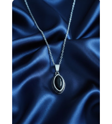 Pendentif en Obsidienne noire argent 925