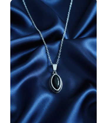 Pendentif en Obsidienne noire argent 925