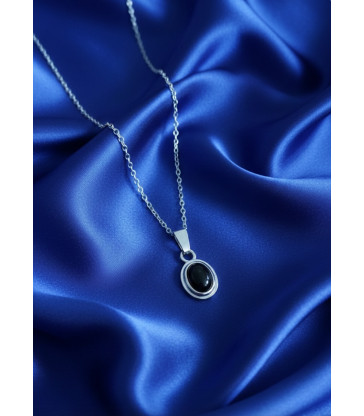 Pendentif en Obsidienne noire argent 925