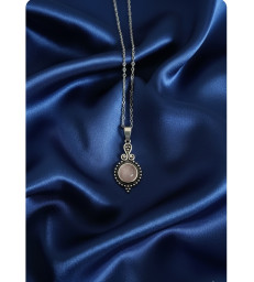Pendentif en quartz rose argent 925