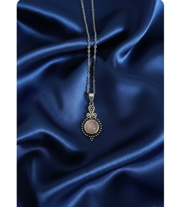 Pendentif en quartz rose argent 925