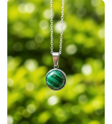 Pendentif rond " Guérison " en Malachite