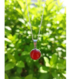 Pendentif Rond en Jaspe Rouge