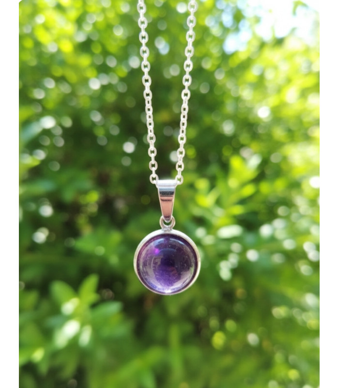 Pendentif Rond en Améthyste