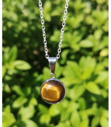 Pendentif Rond en Oeil de tigre