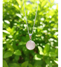 Pendentif rond en Quartz Rose