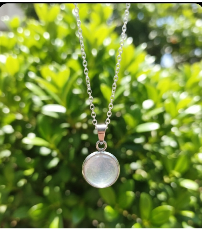 Pendentif Rond en Cristal de Roche