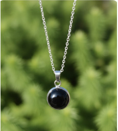 Pendentif Rond en Obsidienne noire