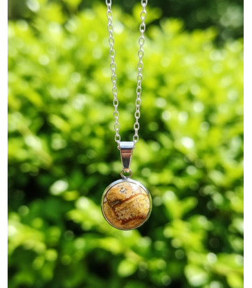 Pendentif Rond en Jaspe Paysage
