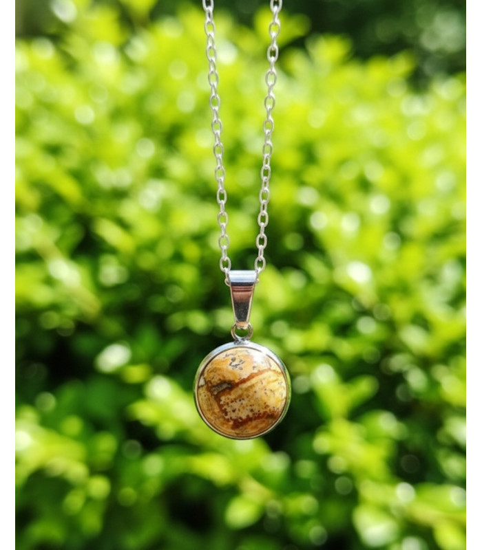 Pendentif Rond en Jaspe Paysage