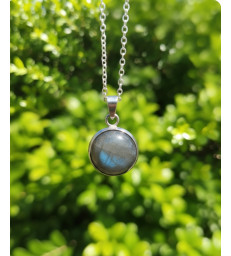 Pendentif Rond en Labradorite