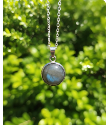 Pendentif Rond en Labradorite