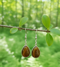 Boucles d'oreilles goutte d'eau en pierre naturelle Oeil de tigre