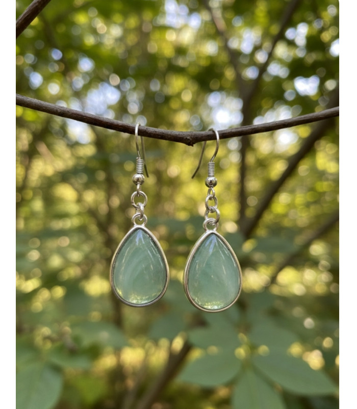 Boucles d'oreilles goutte d'eau en pierre naturelle Aventurine verte