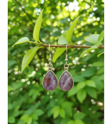 Boucles d'oreilles goutte d'eau en Améthyste