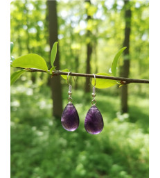 Boucles d'oreilles goutte d'eau en Améthyste