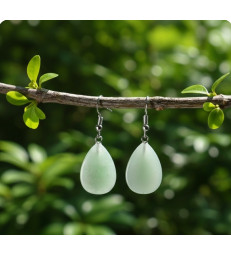 Boucles d'oreilles goutte d'eau en Aventurine verte