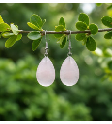 Boucles d'oreilles Goutte d'eau en Quartz Rose