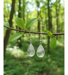 Boucles d'oreilles goutte d'eau en Cristal de Roche