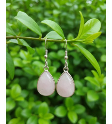 Boucles d'oreilles Goutte d'eau en pierre naturelle Quartz Rose