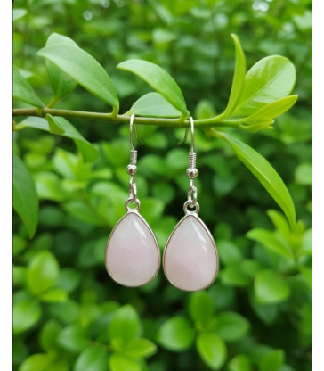Boucles d'oreilles goutte d'eau en Quartz Rose