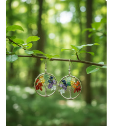 Boucles D'oreilles  arbre de vie des 7 chakras