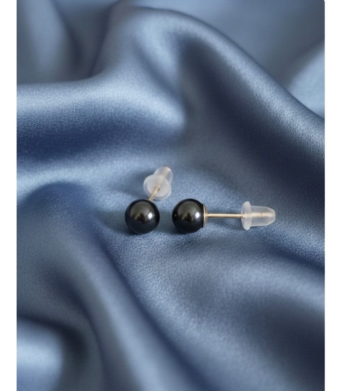 Boucles d'oreilles Obsidienne noire Argent 925s