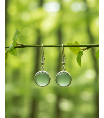 Boucles d'oreilles Rondes en Aventurine verte