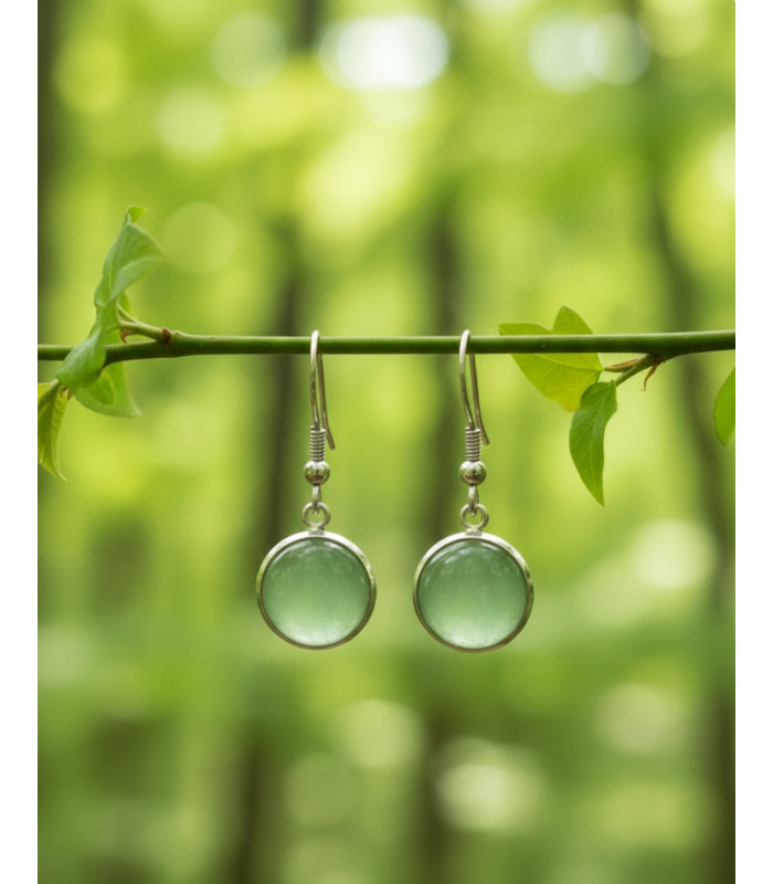 Boucles d'oreilles Rondes en Aventurine verte