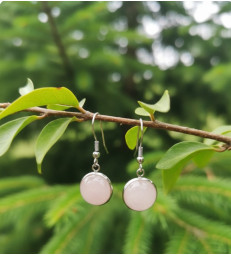 Boucles d'oreilles rondes en Quartz Rose