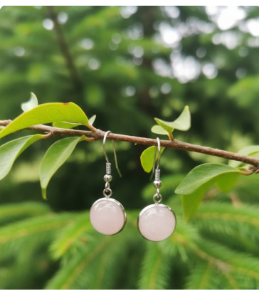 Boucles d'oreilles rondes en Quartz Rose