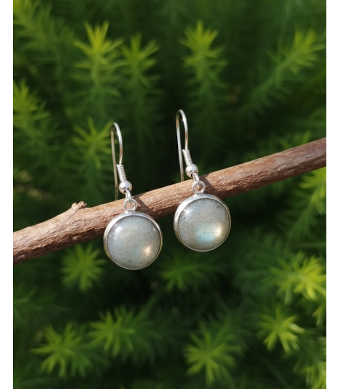 Boucles d'oreilles Rondes Labradorite 